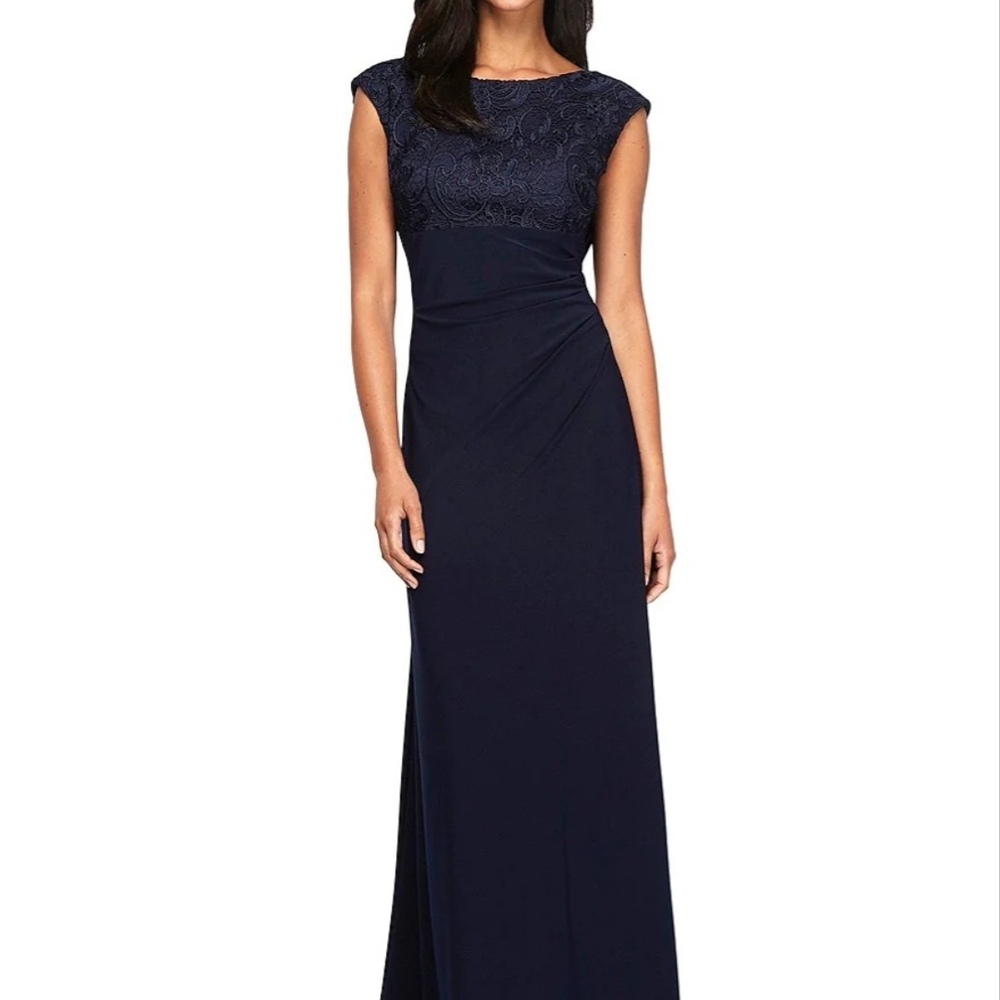 Alex Evenings Navy Maxi Dress